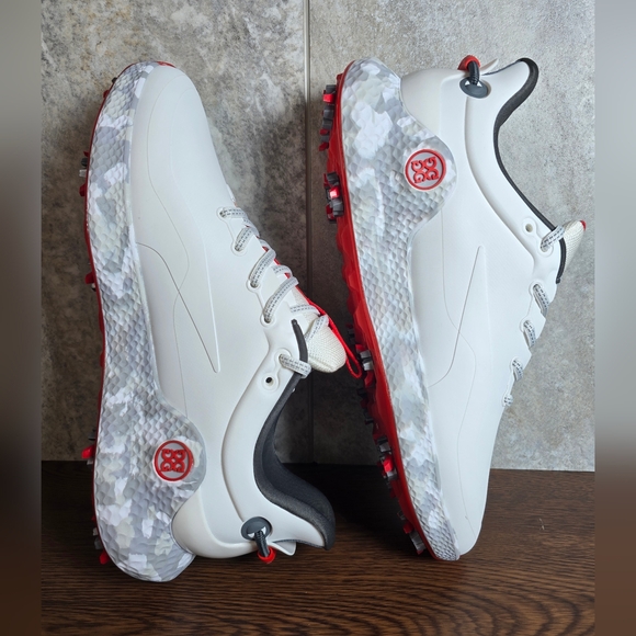 G/FORE MG4+ O2 G/LOCK Camo Mid Sole Golf Shoe Snow Charcoal Red Size 10.5 New - Picture 5 of 9